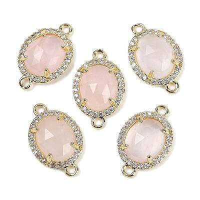 Natural Rose Quartz Faceted Oval Links