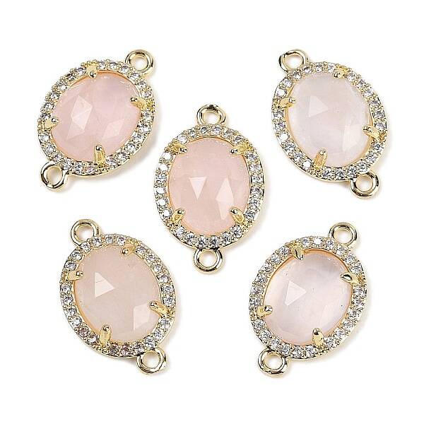 Natural Rose Quartz Faceted Oval Links