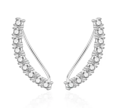 Agato AGT-E083VW Shiny Silver Long Earrings