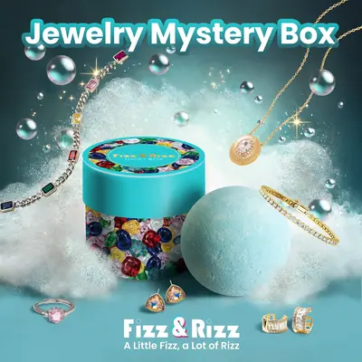 Fizz and Rizz Jewelry Mystery Box with Random Fine Jewelry Necklace Earrings Bracelet Charm Adjustable Ring Cute Surprise Fun...