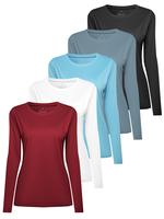 DALAVCH 5 Pack Women Long Sleeve Shirts Running UV Rash Guard Casual Tops Sun Protection Workout Hiking T Shirts for Women at...