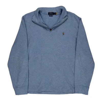 Polo By Ralph Lauren 1/4 Zip - Large Blue Cotton Blend
