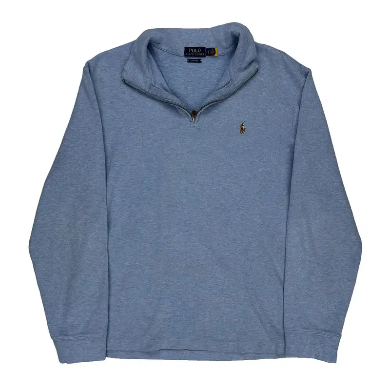 Polo By Ralph Lauren 1/4 Zip - Large Blue Cotton Blend
