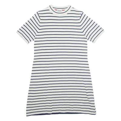 TOMMY JEANS Womens A-Line Dress Grey Striped Short Sleeve Knee Length L
