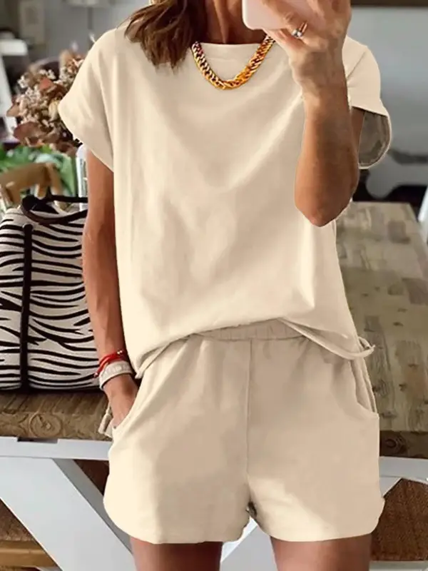 Women's Letter Print Tee & Shorts Two-piece Set, Casual Short Sleeve T-shirt & Track Shorts for Summer, Ladies Clothes for Da...