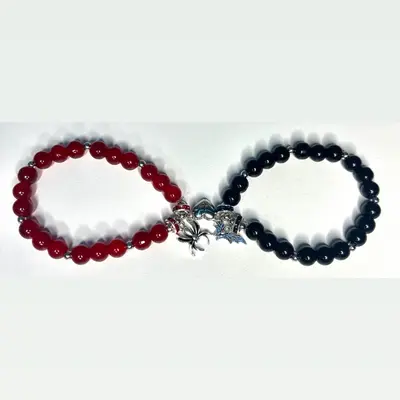 Spider and bat friendship bracelets with heart magnet