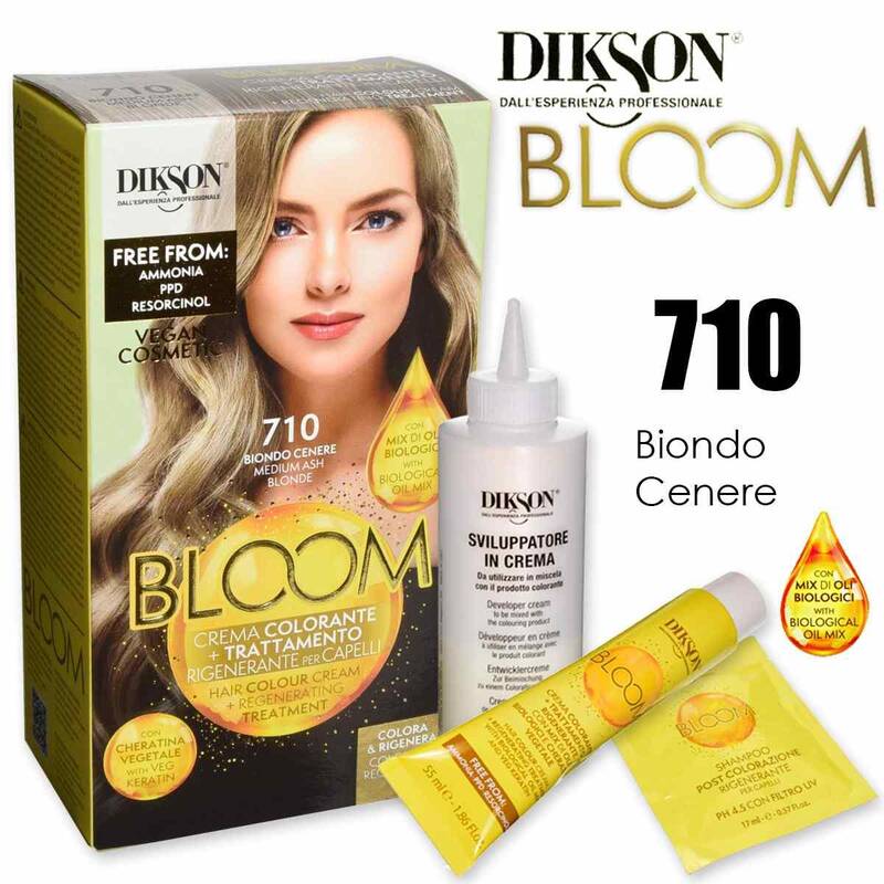 Dikson bloom coloring cream with keratin 710 ash blond