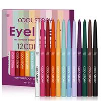 Long Lasting Eyeliner Pen (12pcs/set), Waterproof Matte Gel Eyeliner Pencil, Colorful Eye Makeup Tool for Women & Girls, Eye ...