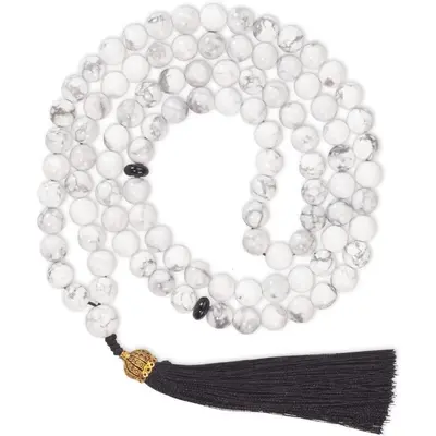 Premium Muslim Prayer Beads - Natural Stone (8mm, 99 Beads), Howlite, White β For Spiritual Strength and Blessings