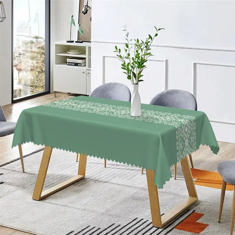Dark Green Traditional Pattern Dining Tablecloth - Aperturee