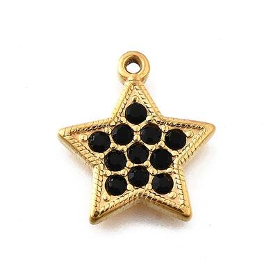 304 Stainless Steel Micro Pave Rhinestone Pendants Charms