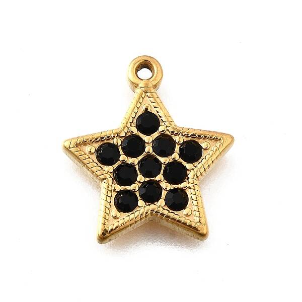 304 Stainless Steel Micro Pave Rhinestone Pendants Charms