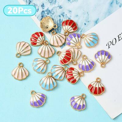 20Pcs 4 Colors Alloy Enamel Pendants