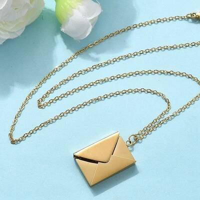 304 Stainless Steel Envolope Pendant Necklaces for Women