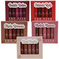 Italia Deluxe Top Five Mousse Matte Lipstick Set - Hydrating Transparent Long Lasting Lipsticks for Lip Makeup - Caliente Red...