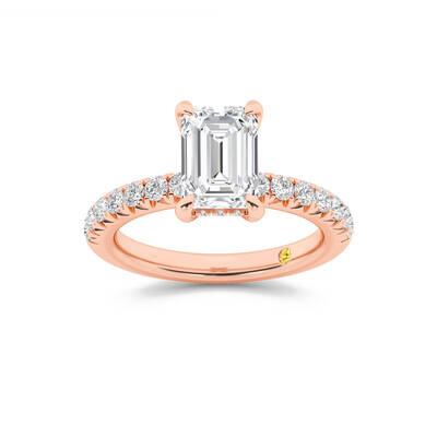 Embers Half Coverage Hidden Halo Emerald Cut Lab Grown Diamond Engagement Ring | 14K Rose Gold 3 3/4 CT. TW.