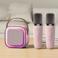 Mini Bluetooth Karaoke Machine, Portable Speaker with 2 Wireless Microphones, Gift for Girls Boys Aged 4,5,6,7,8,9,10,12,14+,...
