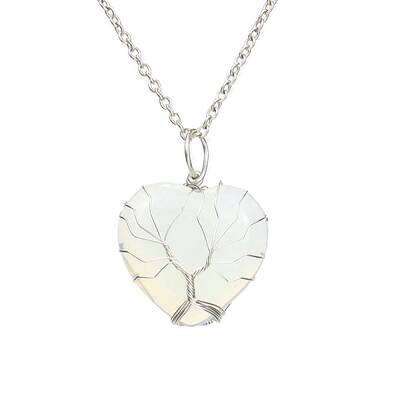 Opalite Heart Pendant Necklaces