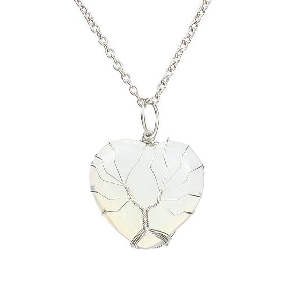 Opalite Heart Pendant Necklaces