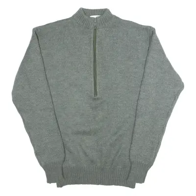 Military Mens Plain Grey Wool 90s Chunky Knit XL