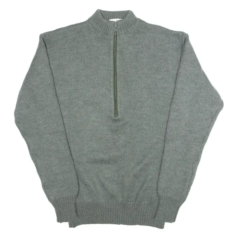 Military Mens Plain Grey Wool 90s Chunky Knit XL
