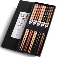 Wooden Chopsticks, 5 Pairs Reusable Chopsticks, Non-slip Japanese Style Utensils, Summer for Gift, Kitchenware Box, Tableware