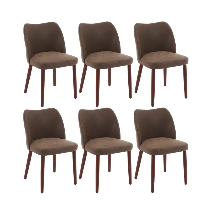 Garvee Set of 2 Mid Century Modern PU Leather Dining Chairs with Wood Legs for Dining Room, Taupe