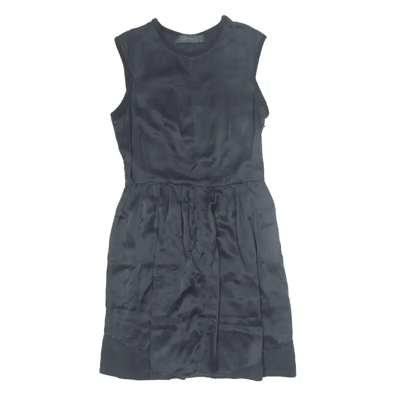 PROENZA SCHOULER Fit & Flare Dress Black Silk Sleeveless Knee Length Womens UK 8