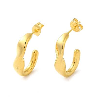 Golden 304 Stainless Steel Stud Earrings