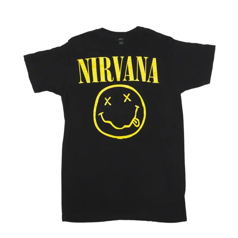 TULTEX Nirvana Band T-Shirt Black Short Sleeve Womens S