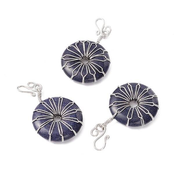 Synthetic Blue Goldstone Big Pendants