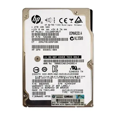 693719-001 HP 1.2TB 6Gb/s SAS 10000 2.5-inch Hard Drive