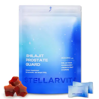 Stellarvita Shilajit Prostate Guard Gummies | 4000mg Per Gummy | 60 Gummies | With Shilajit, Linden Extract, Lycopene & Ashwa...