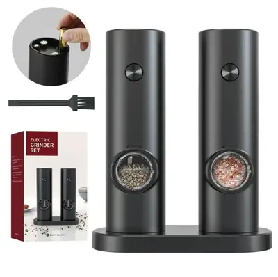 Pepper and Salt Grinder Set, Portable Handheld Spices Grinder for Kitchen, LED warn light,Adjustable Coarseness, Kitchen Rest...