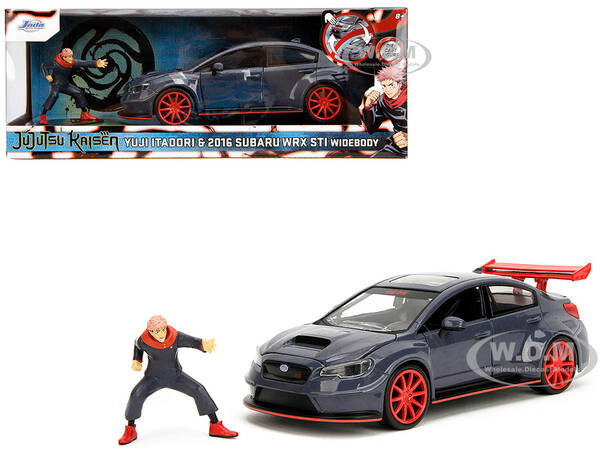 2016 Subaru WRX STI Widebody Dark Blue and Yuji Itadori Diecast Figure \
