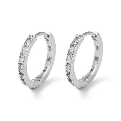 Brass Micro Pave Cubic Zirconia Hoop Earrings