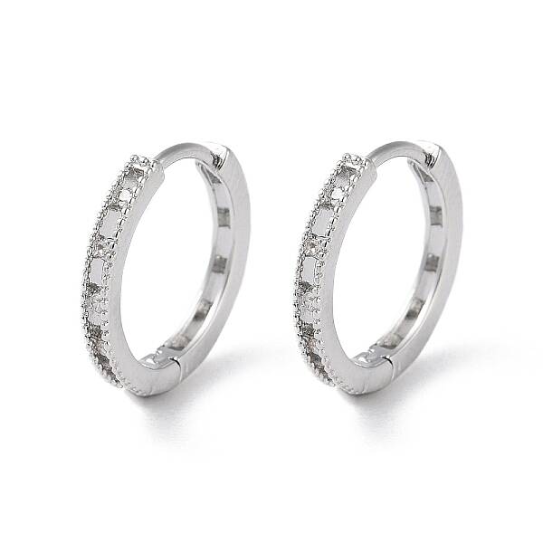 Brass Micro Pave Cubic Zirconia Hoop Earrings
