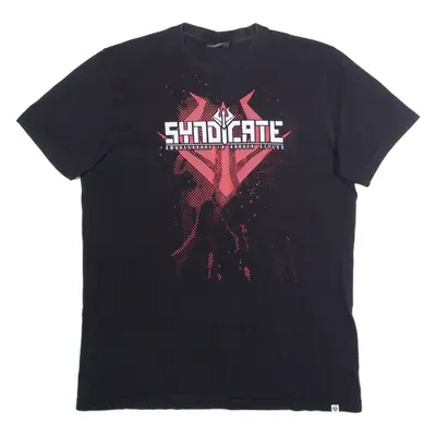SYNDICATE Mens T-Shirt Black Crew Neck 2XL