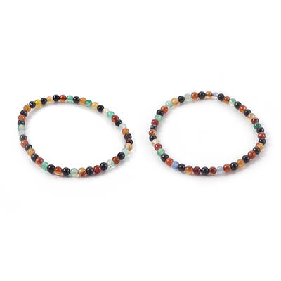 Natural Color Agate Beads Stretch Bracelets
