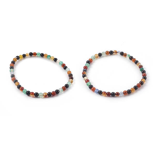 Natural Color Agate Beads Stretch Bracelets