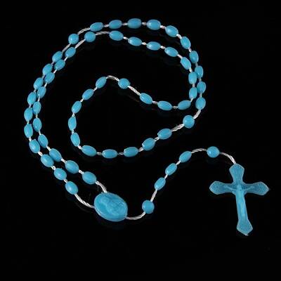 Luminous Plastic Rosary Bead Necklace