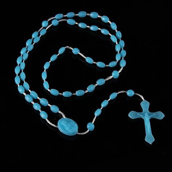 Luminous Plastic Rosary Bead Necklace