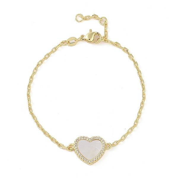 Brass Micro Pave Clear Cubic Zirconia Link Bracelets
