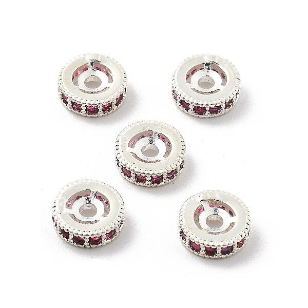 Brass Micro Pave Cubic Zirconia Beads