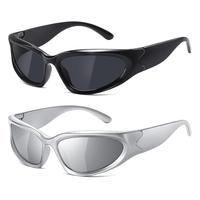 2 Pairs Y2K Wrap Around Polarized Sunglasses for Women Men, Trendy Sports Fashion Shades Sun Glasses, Unique Futuristic Style...