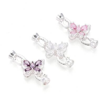 Brass Micro Pave Cubic Zirconia Fold Over Clasps