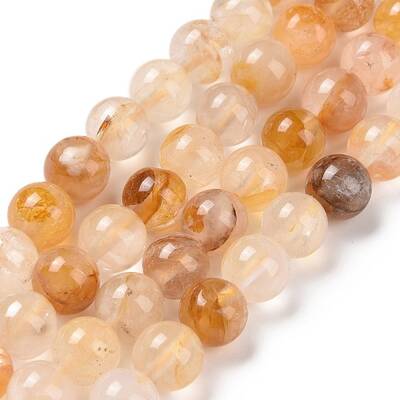 Natural Yellow Hematoid Quartz/Golden Healer Quartz Beads Strands