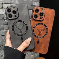 Deer Luxury Magsafe Wireless Charge Cortex Phone Case For iPhone 15 14 13 12 11 16 Pro Max Plus Magnetic Bumper Cover Protect...