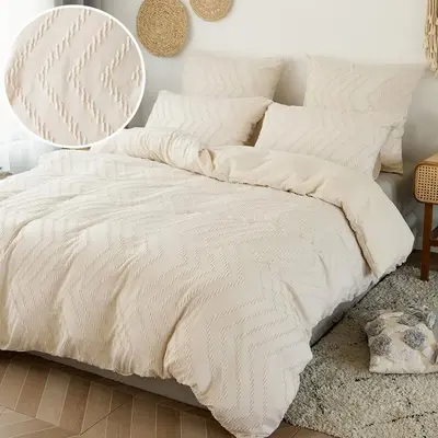 Soft Comfortable Bedding Set, 3 Counts/set Including 1 Count Wavy Print Duvet Cover & 2 Counts Pillowcases without Filler, Mo...