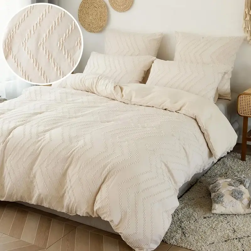 Soft Comfortable Bedding Set, 3 Counts/set Including 1 Count Wavy Print Duvet Cover & 2 Counts Pillowcases without Filler, Mo...